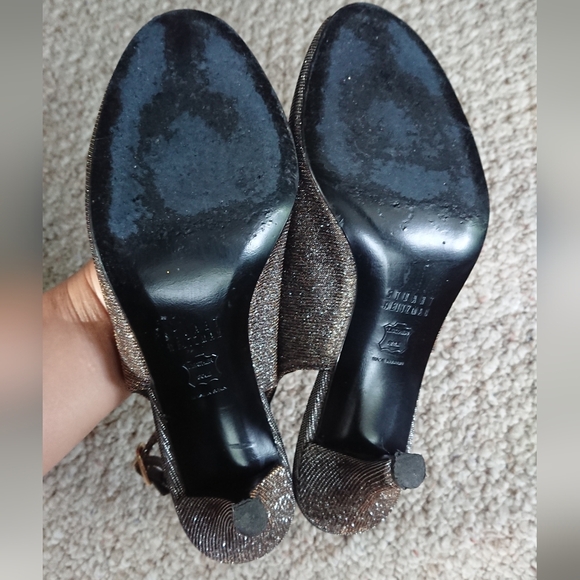 Stuart Weitzman Metallic Glitter Accents Slingback Sandals size 7M - Picture 9 of 14